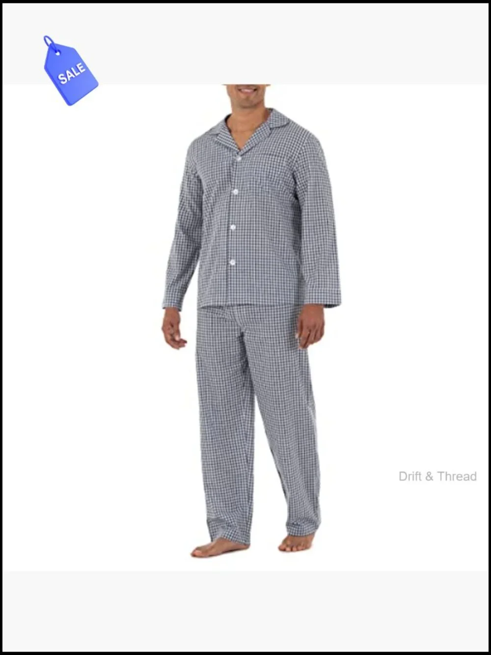 Men's 2-Piece Broadcloth Pajama Set, Long Sleeve Shirt & Pants, Relaxed Fit